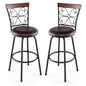 GiantexUK Bar Stools Set of 2/4, PU Leather Height Adjustable Swivel Barstools with Backrest & Footrest, Black+Brown