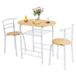 GiantexUK 3-Piece Dining Table Set, Metal Frame Kitchen Table Set with Storage Shelf, 2 Chairs