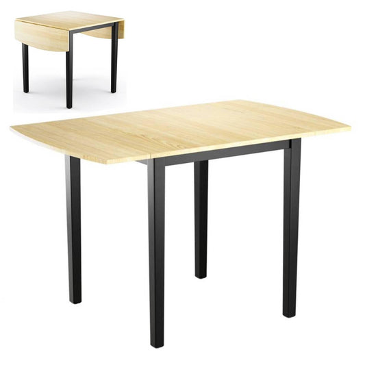 GiantexUK Drop Leaf Dining Table, Rectangle Extendable Kitchen Table with Non-Slip Foot Pads