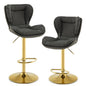 GiantexUK Bar Stools Set of 2, PU Leather Swivel Height Adjustable Barstools with Curved Backrest, Footrest & Gas Lift