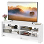 TV Stand with Charging Station for TVs up to 60", Wooden TV Cabinet Media Entertainment Center with Open Storage Shelves