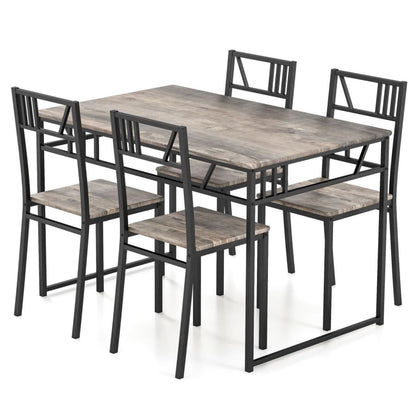 GiantexUK 5 Pieces Dining Table and Chairs Set, Metal Frame Kitchen Table Set with High Backrest