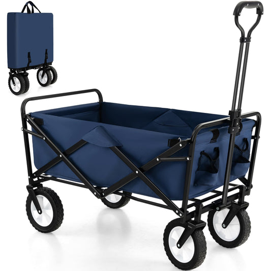 GiantexUK Folding Trolley Cart, Garden Wagon Trailer with Adjustable Handle