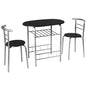 GiantexUK 3-Piece Dining Table Set, Metal Frame Kitchen Table Set with Storage Shelf, 2 Chairs