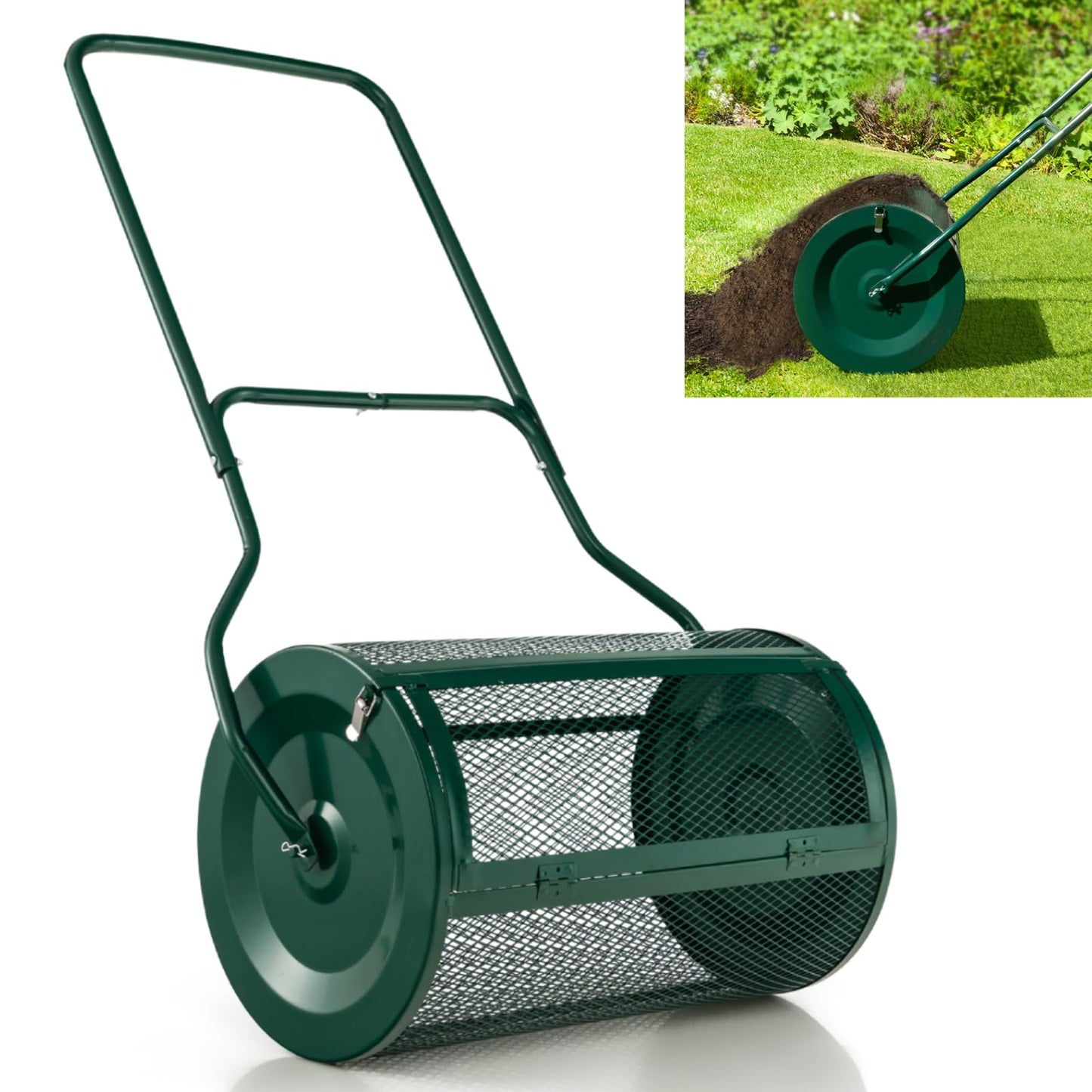 GiantexUK 27’’ Compost Spreader, Peat Moss Seeding Manure Fertiliser Garden Spreader Roller