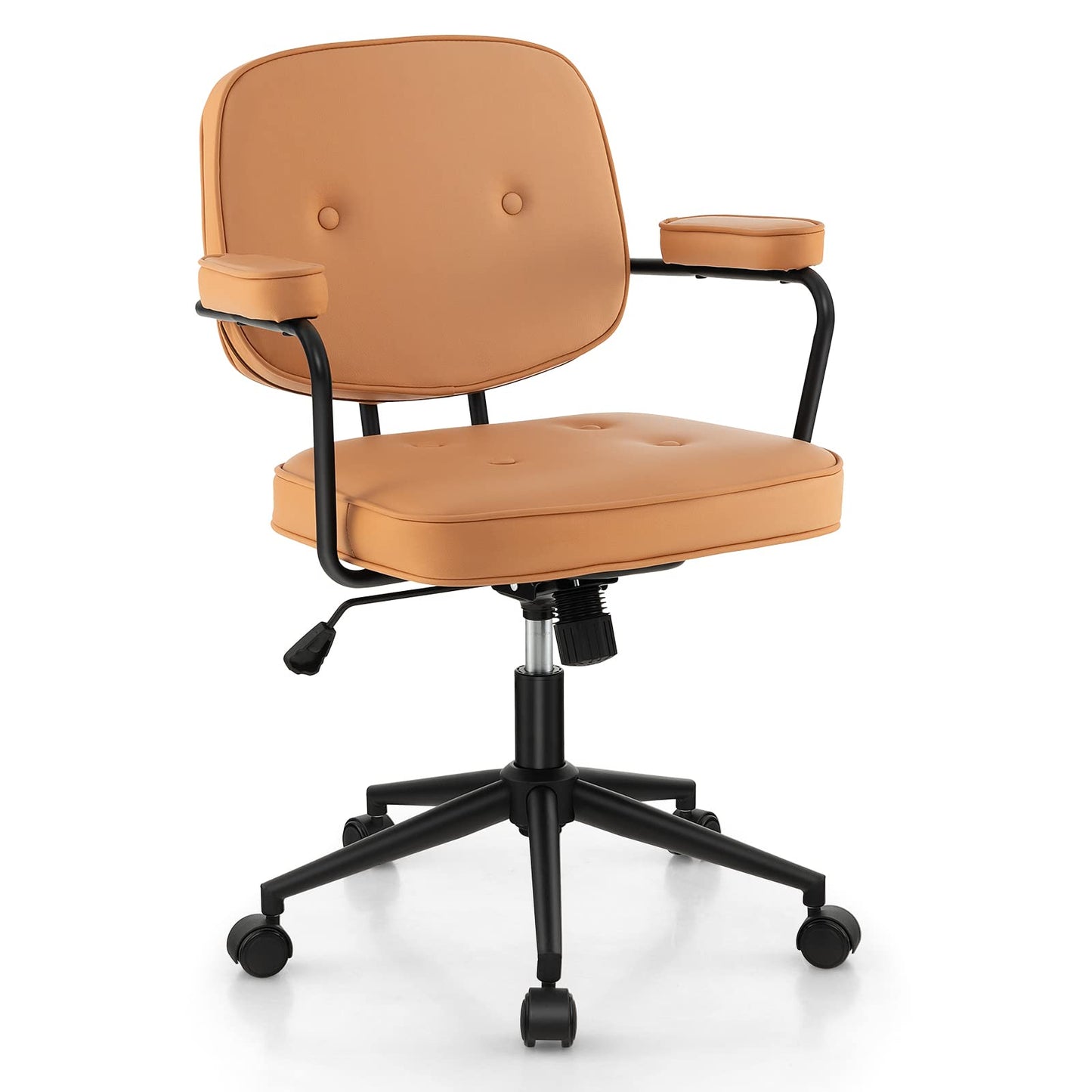 PU Leather Office Chair, Height Adjustable Rocking Swivel Computer Desk Chairs