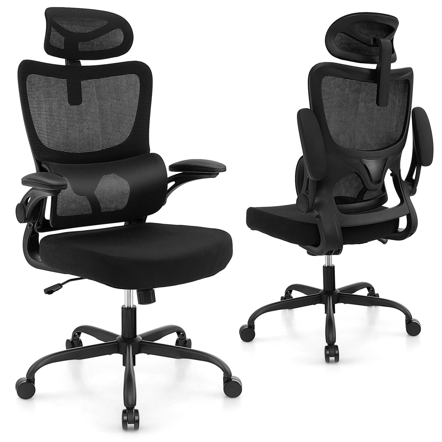 Mesh Office Chair, Ergonomic High Back Swivel Computer Desk Chair with Lumbar Support (71 x 71 x 117-127cm)