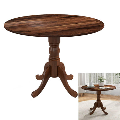 GiantexUK Round Dining Table, 100CM Rubber Wood Kitchen Table with Large Tabletop