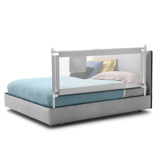 Bed Rail, Height Adjustable Toddler Protection Guard with Storage Pocket and Double Safety Lock (Grey, 175cm)