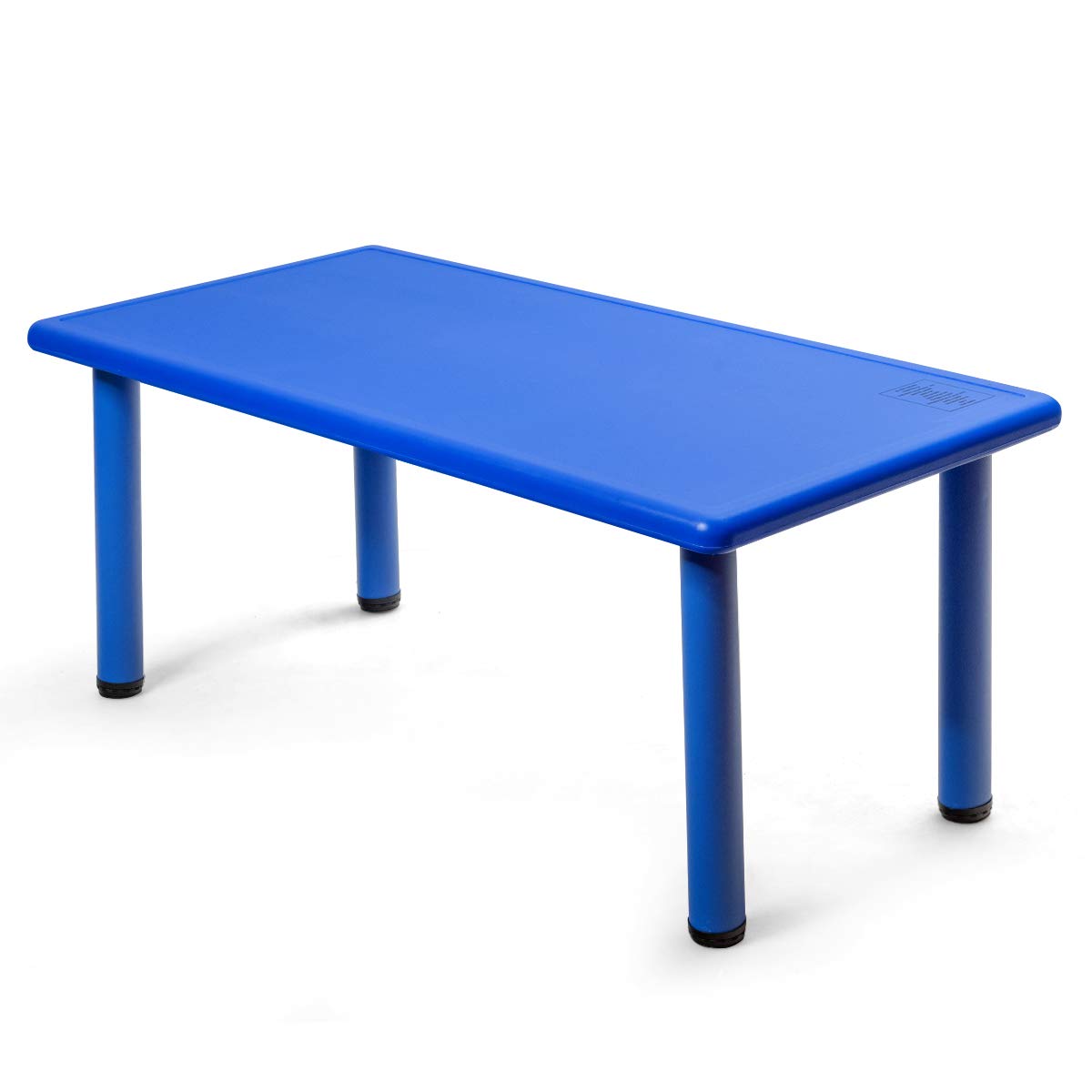 Kids Table, Waterproof Rectangular Children Study Desk with Anti-slip Foot Mats (Blue)