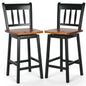 GiantexUK Bar Stools Set of 2, Rubber Wood Swivel Barstools with Back & Footrest