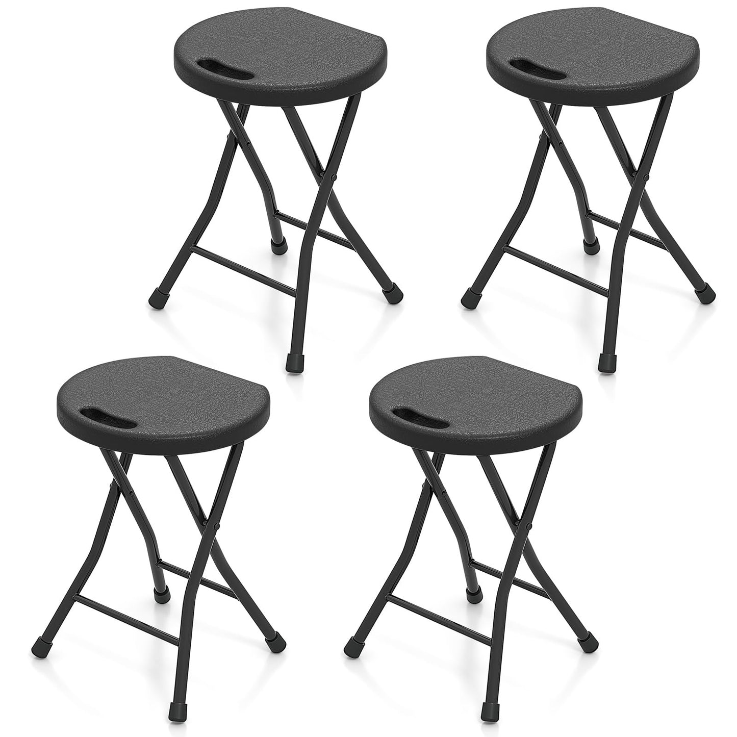 GiantexUK Folding Bar Stools Set of 2/4, Round Kitchen Barstools with Built-In Handle