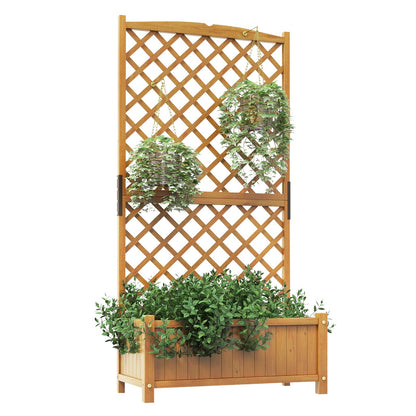 GiantexUK Garden Planter with Trellis (No Hanging Roof, Natural, 90x45x180cm)