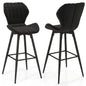 Bar Stools Set of 2, Upholstered Kitchen Stools with Curved Backrest & Seat