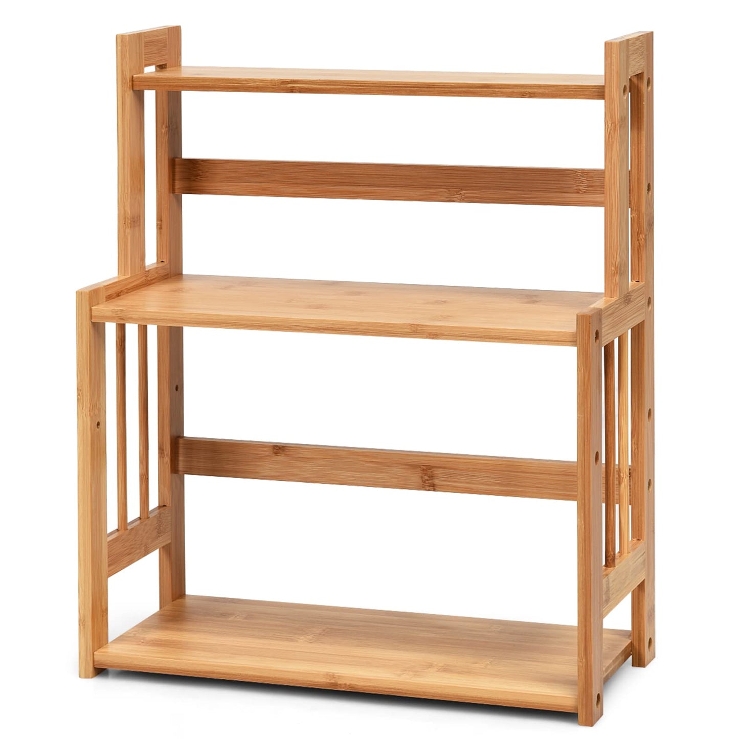 GiantexUK 3-Tier Spice Rack, Bamboo Kitchen Countertop Storage Organizer with Adjustable Shelf