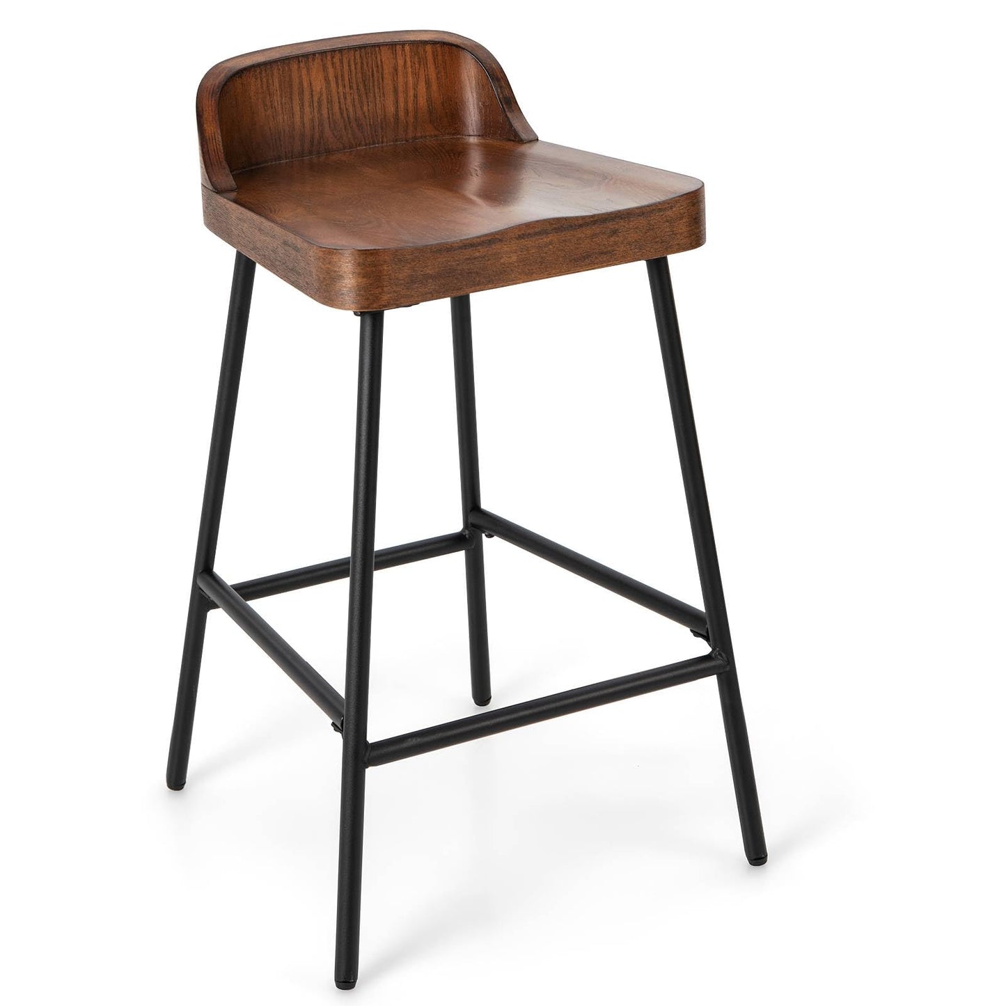 GiantexUK Bar Stools Set of 1/2, 62CM Seat Height Barstools with Low Back, Footrests & Adjustable Foot Pads