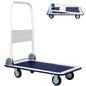 GiantexUK Folding Hand Sack Truck, 150KG Capacity Heavy Duty Platform Trolley with Wheels & Handle (73x48x83cm, 150KG, Blue+White)