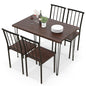 Dining Table and Chairs Set 4, 5 Piece Rectangular Kitchen Table and 4 Chairs with Curved Back & Foot Pads