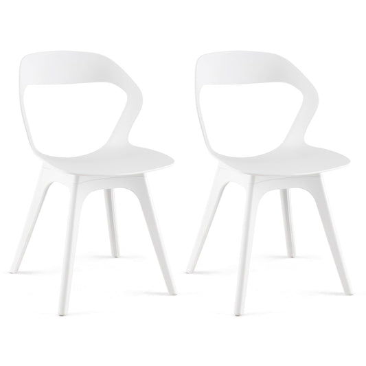 Dining Chair Set of 2, Plastic Kitchen Chairs with Backrest and Anti-slip Feet