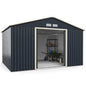 GiantexUK 11x8FT Metal Garden Shed, Outdoor Galvanized Storage House with 4 Vents & Lockable Sliding Doors