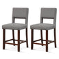 GiantexUK Bar Stools Set of 2, Upholstered Linen Fabric Kitchen Barstools with Hollowed Backrest & Footrests