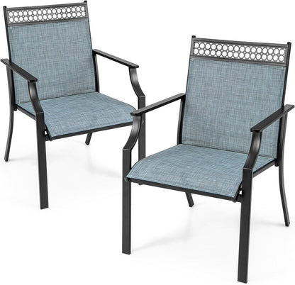 GiantexUK 2 PCS Patio Dining Chairs, Large Outdoor Chairs with Breathable Seat (61 x 66 x 91cm)