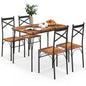 Dining Table and Chairs Set 4, Wood Effect Rectangular Kitchen Table and 4 Chairs with Wide Back