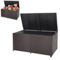 GiantexUK 270/660L Garden Storage Box, Weatherproof Rattan Deck Box with Zippered Liner and Solid Pneumatic Rod