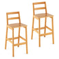 GiantexUK Bar Stool Set of 2, Rubber Wood Breakfast Chairs with Backrest & Footrest, 71CM Armless Counter Height Seat Set