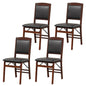 GiantexUK Folding Dining Chairs Set of 2/4, Upholstered Kitchen Chairs with Rubber Wood Legs