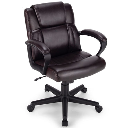 330LBS Big & Tall Executive Office Chair, Height Adjustable Leather Computer Desk Chair, Brown