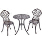 GiantexUK 3 Pieces Patio Bistro Set, Cast Aluminum Round Garden Table and Chairs Set