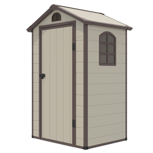 Outdoor Garden Storage Shed, 4.5 x 3.5 ft Weather Resistant Tool Storage House with Lockable Door