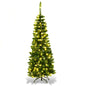 6.5FT Pre-lit Slim Christmas Tree, Hinged Pencil Xmas Tree with Warm LED Lights