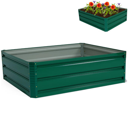 GiantexUK Raised Garden Bed, Galvanized Metal Rectangular Planter Box with Open Bottom