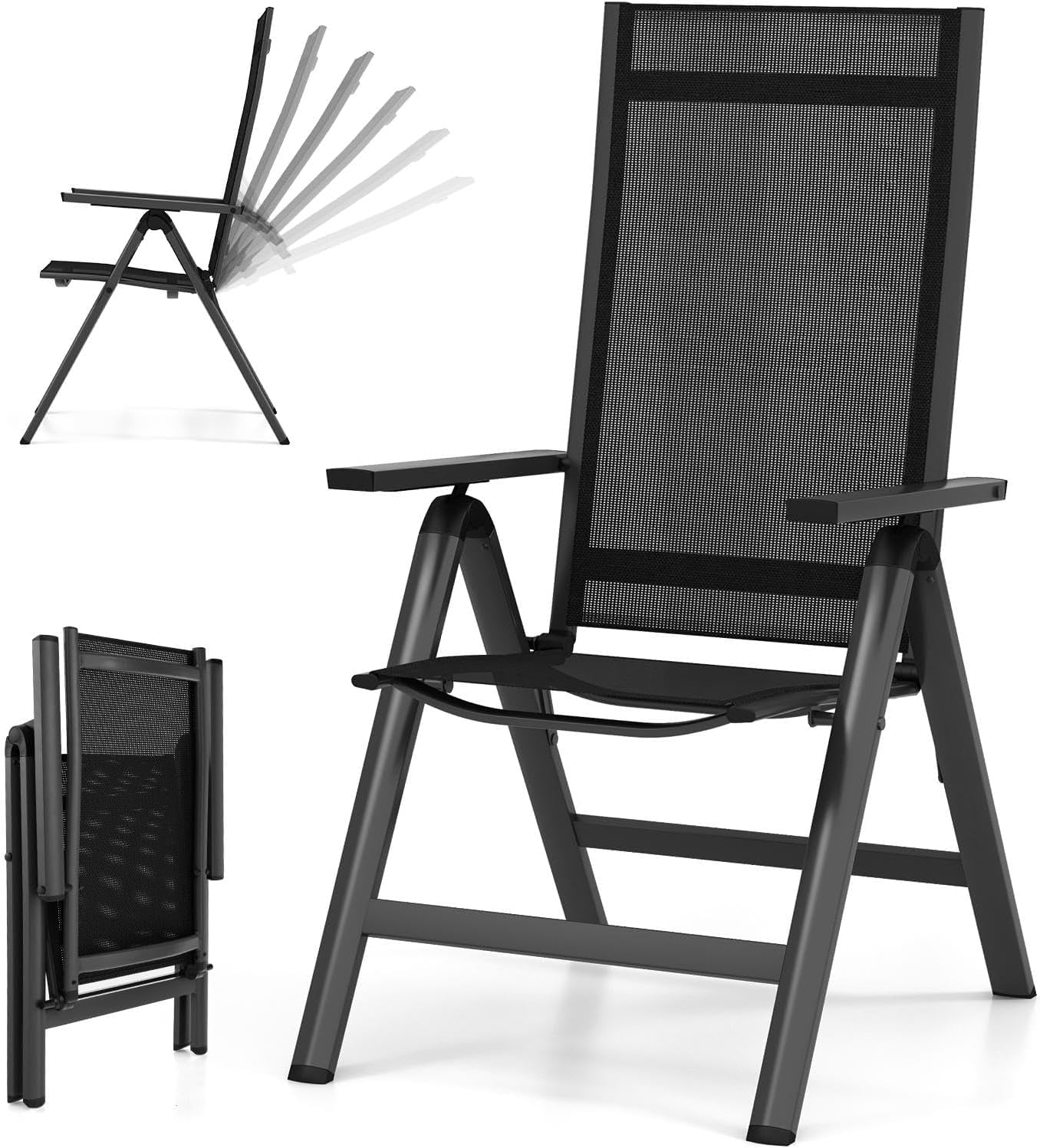 GiantexUK Patio Folding Chair Set of 1/2, Outdoor Dining Chairs with Soft Padded Seat (No Sponge Padded)