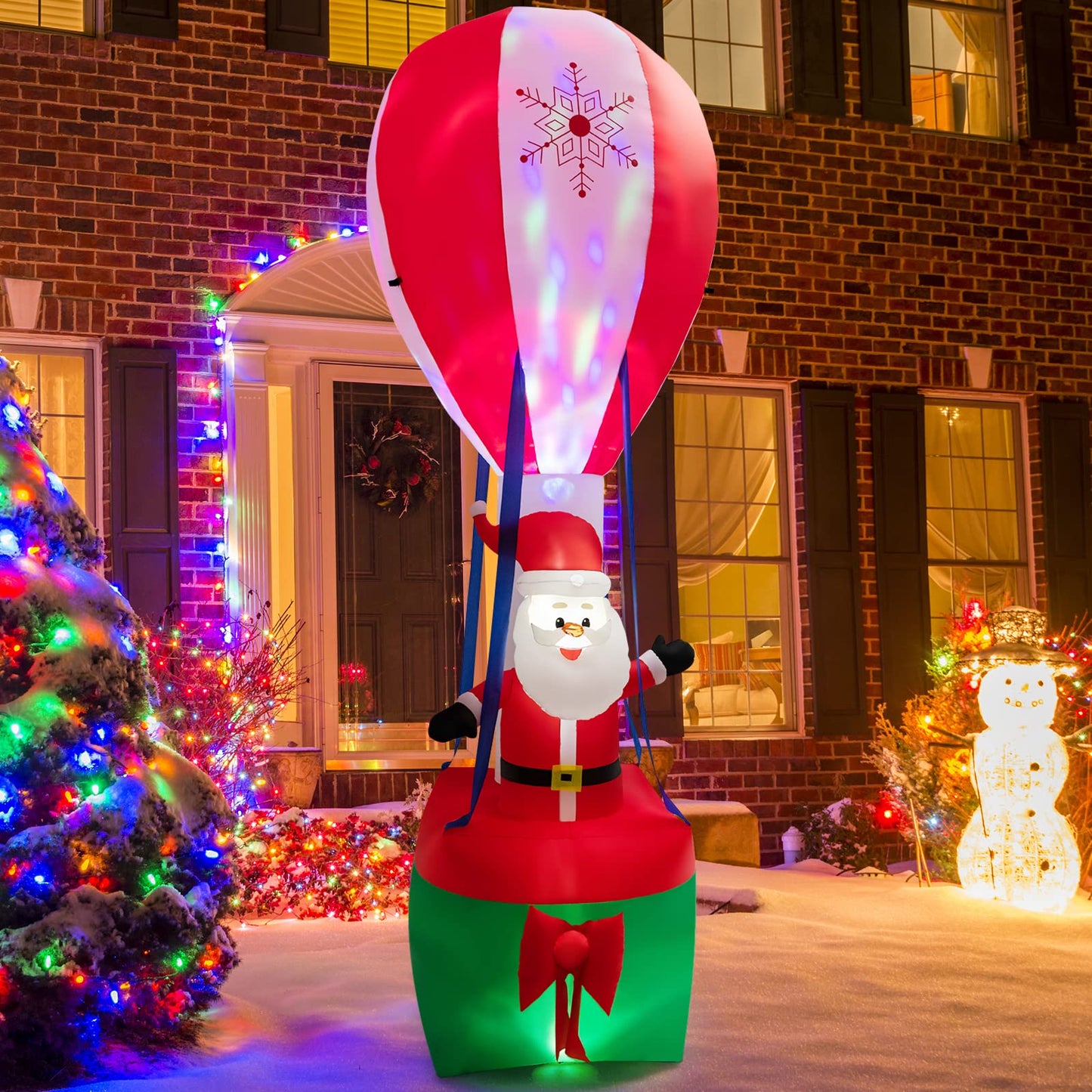 12FT Christmas Santa Claus, Xmas Hot Air Balloon Decoration with LED Lights