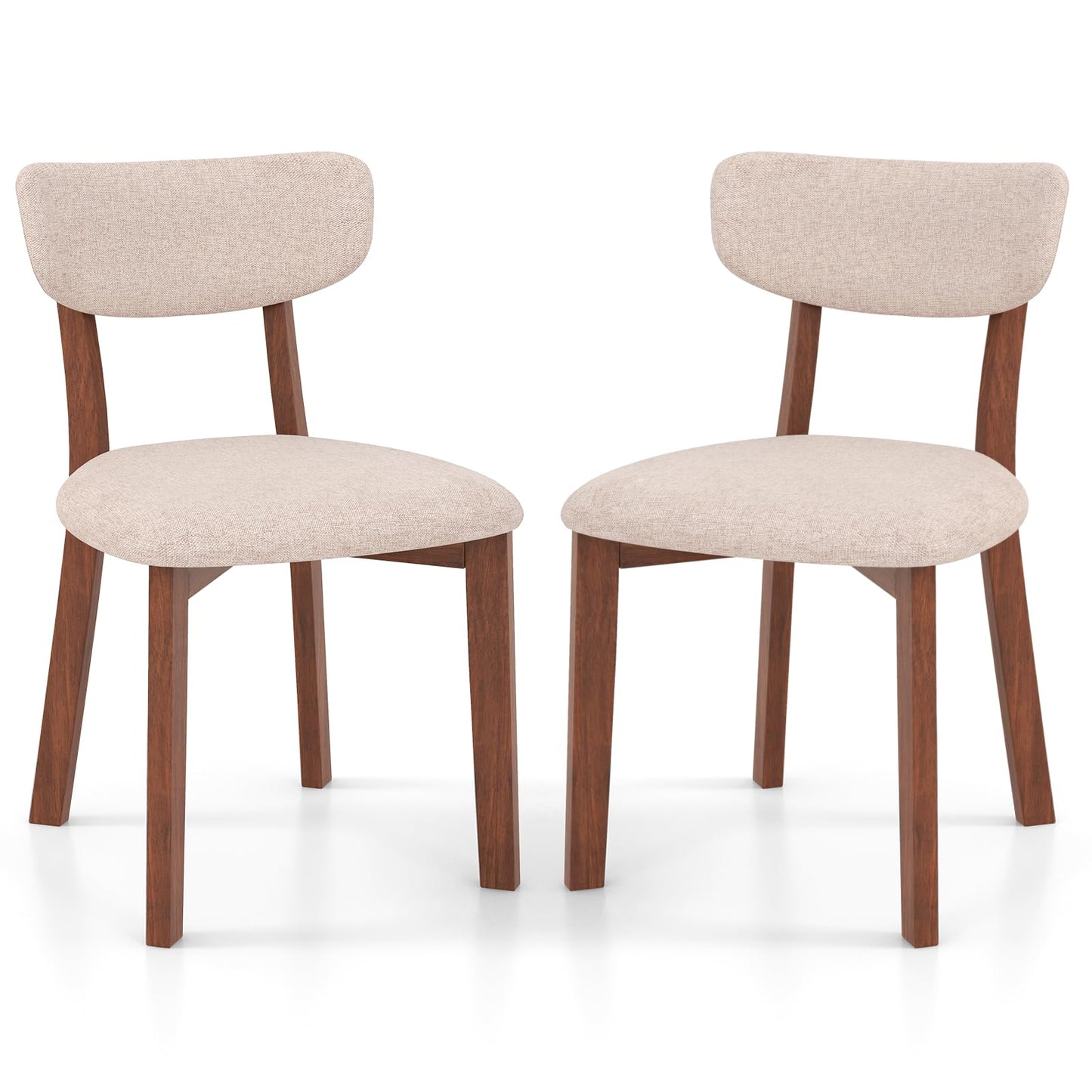 GiantexUK Dining Chairs Set of 2/4, Upholstered Linen Fabric Kitchen Chairs with Backrest