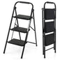 GiantexUK Folding 2/3 Step Ladder, Metal Stepladder with Anti-Slip Pedal