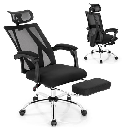 Mesh Office Chair, Ergonomic Swivel Computer Desk Chair with Retractable Footrest