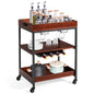 GiantexUK Kitchen Serving Trolley, Rolling Bar Cart with Wine Rack & Glass Holders, Drinks Storage Island on Lockable Wheel (1 Tier Wine Rack, 60 x 45 x 85cm)