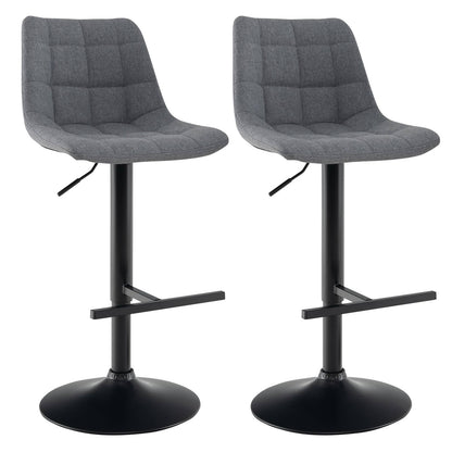 Modern Bar Stools Set of 2, Adjustable Height Counter Dining Chair with Swivel Gas Lift