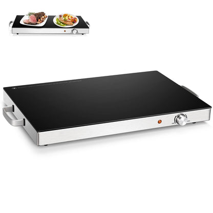 GiantexUK Electric Food Warmer, Stainless Steel Buffet Tray with Adjustable Temperature Control, Handles & Anti-Slip Foot Pads(300W, 0-110°C)