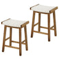 GiantexUK Bar Stools Set of 2, Saddle Style Counter Height Stools with Seaweed Woven Seat, Footrests & Anti-slip Pads