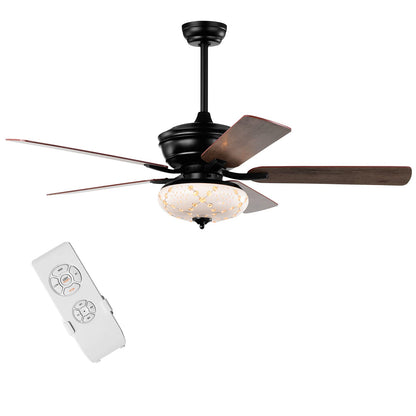 GiantexUK 52” Ceiling Fan with Lamp, 5 Blades Hanging Fan with Remote