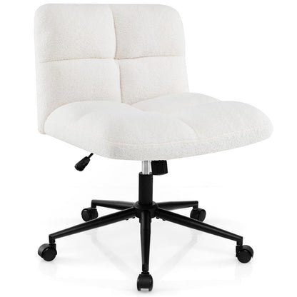 Faux Fur Office Chair, Height Adjustable Swivel Computer Desk Chair with Wide Seat, with Wheels