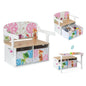 Kids Table and Chair Set, Convertible Toy Storage Bench with 2 Removable Fabric Bins