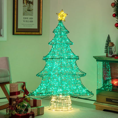 4FT Lighted Christmas Tree, Pre-Lit Artificial Xmas Trees with Top Star