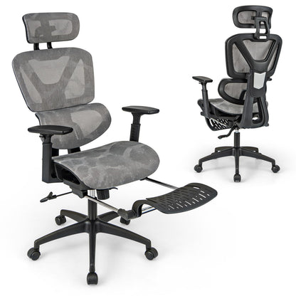 Mesh Office Chair, Ergonomic High Back Swivel Computer Desk Chair with Lumbar Support and Retractable Footrest