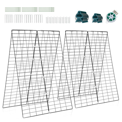 GiantexUK 2-Pack Garden Cucumber Trellis, 4x3FT A-Frame Plant Supports with Twist Tie, 8 Spiral Connectors